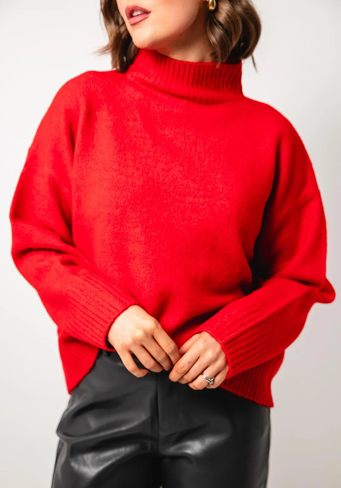 Esqualo Polo Neck Knit Jumper, Red