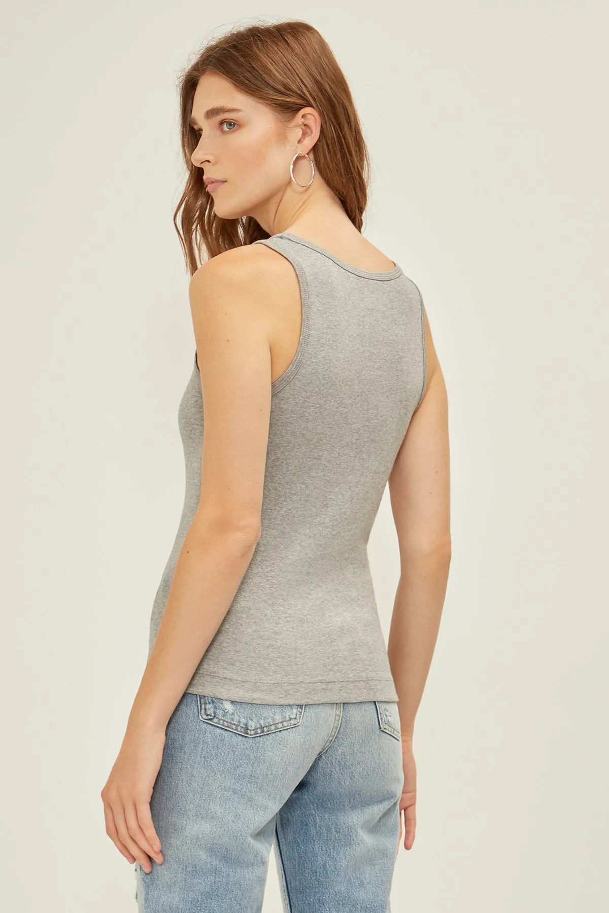 Essential Heritage Knit Rocker Tank | Granite