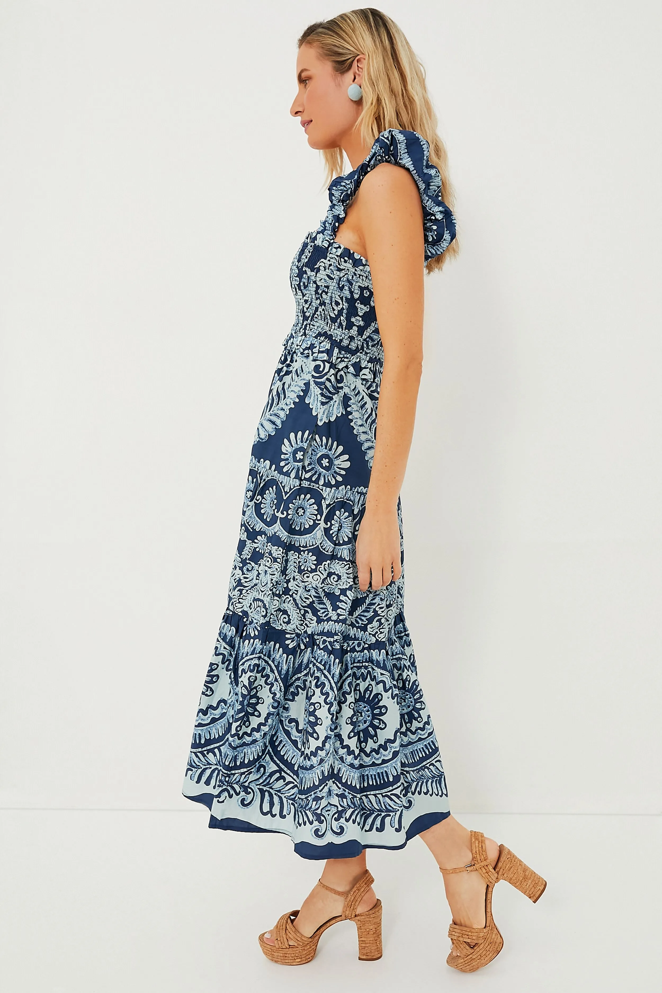 Exclusive Charlough Sleeveless Smocked Midi Dress