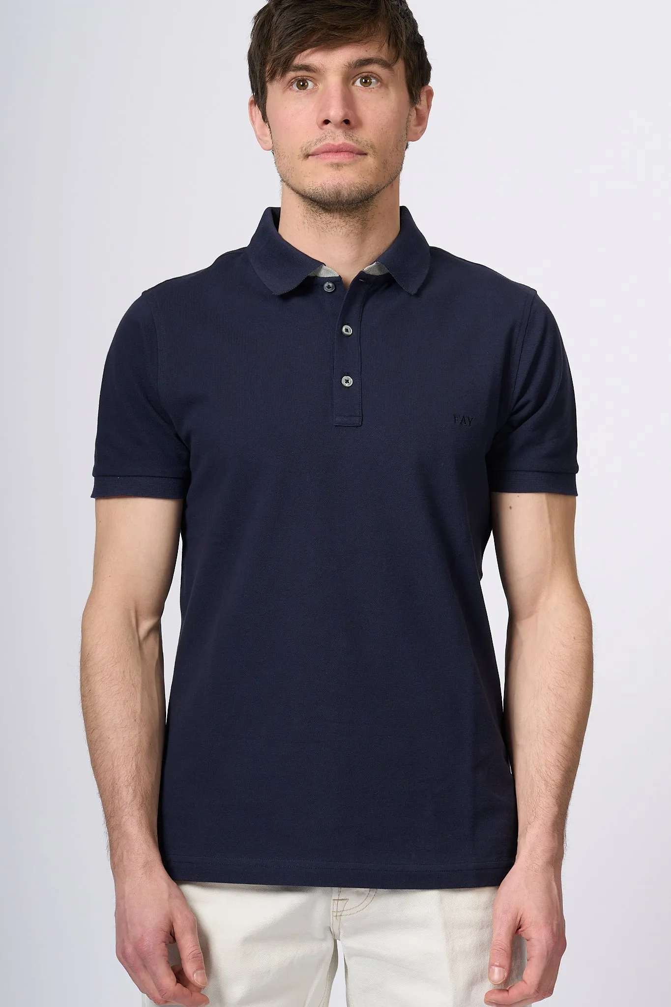 Fay Dark Blue Piquet Polo for Men