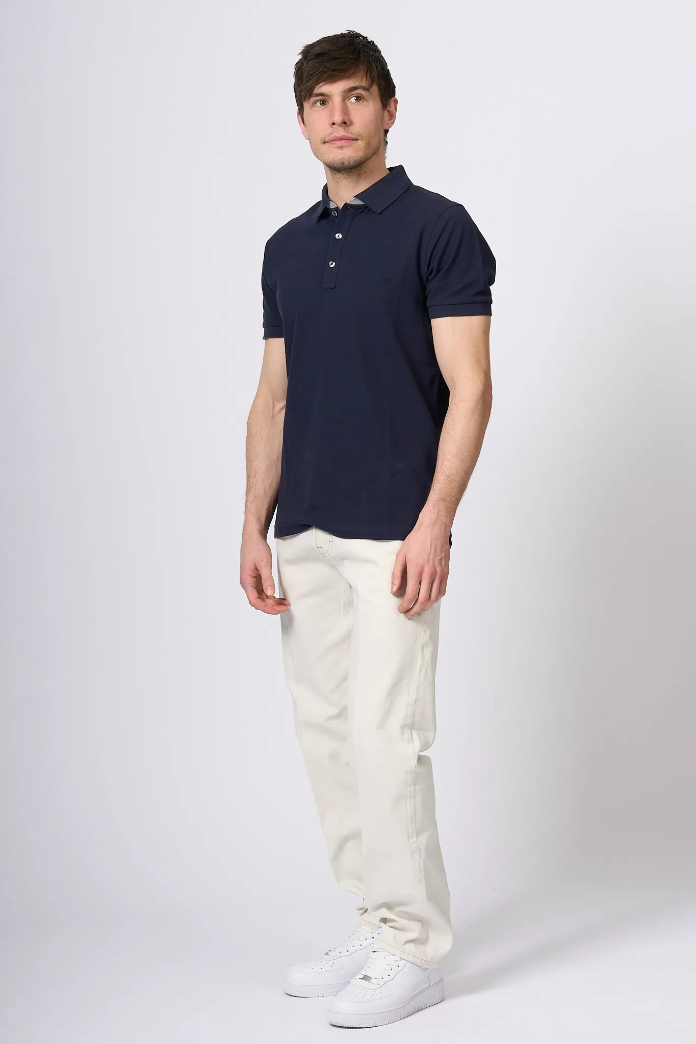 Fay Dark Blue Piquet Polo for Men