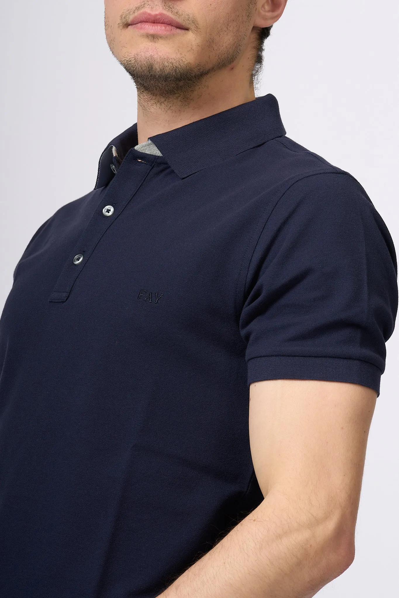 Fay Dark Blue Piquet Polo for Men