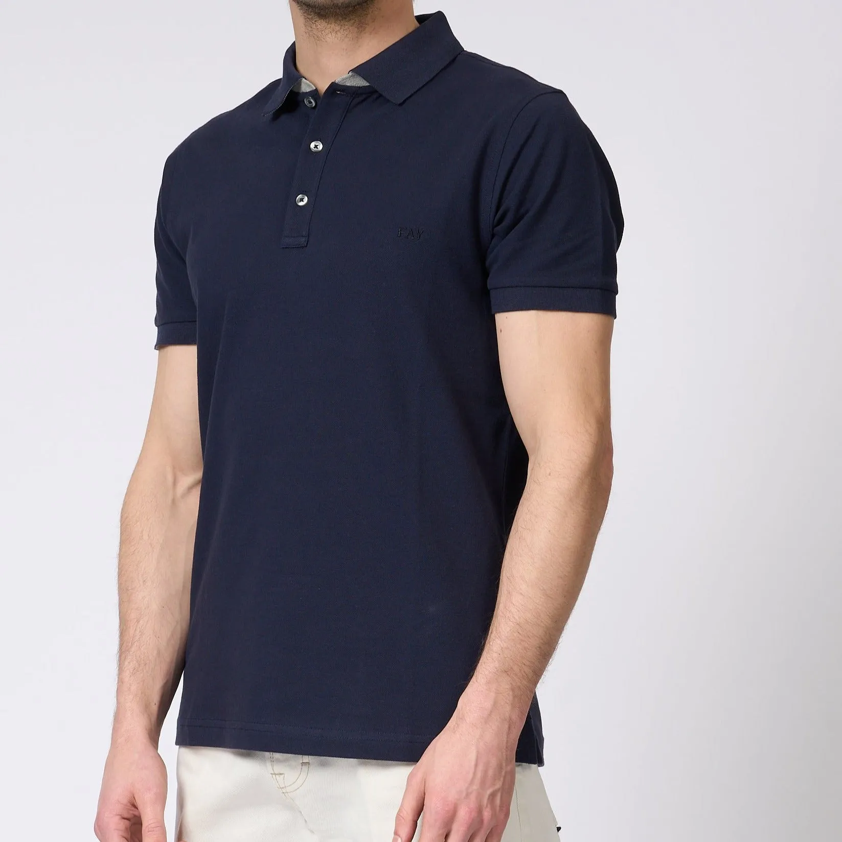 Fay Dark Blue Piquet Polo for Men