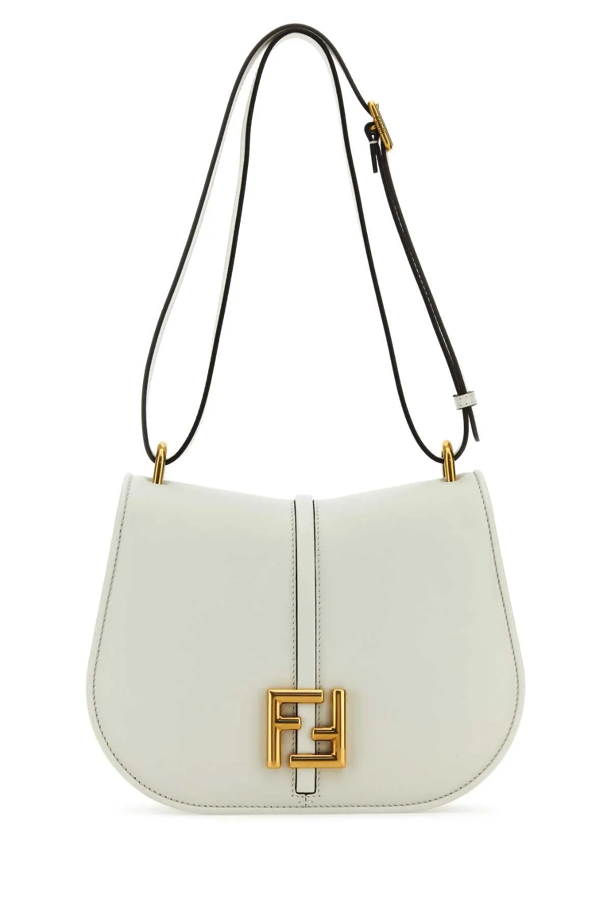 Fendi White Leather C Mon Medium Shoulder Bag