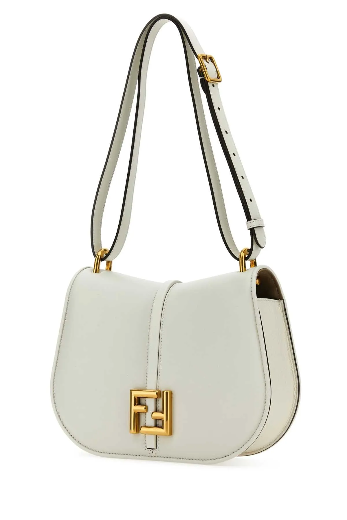 Fendi White Leather C Mon Medium Shoulder Bag