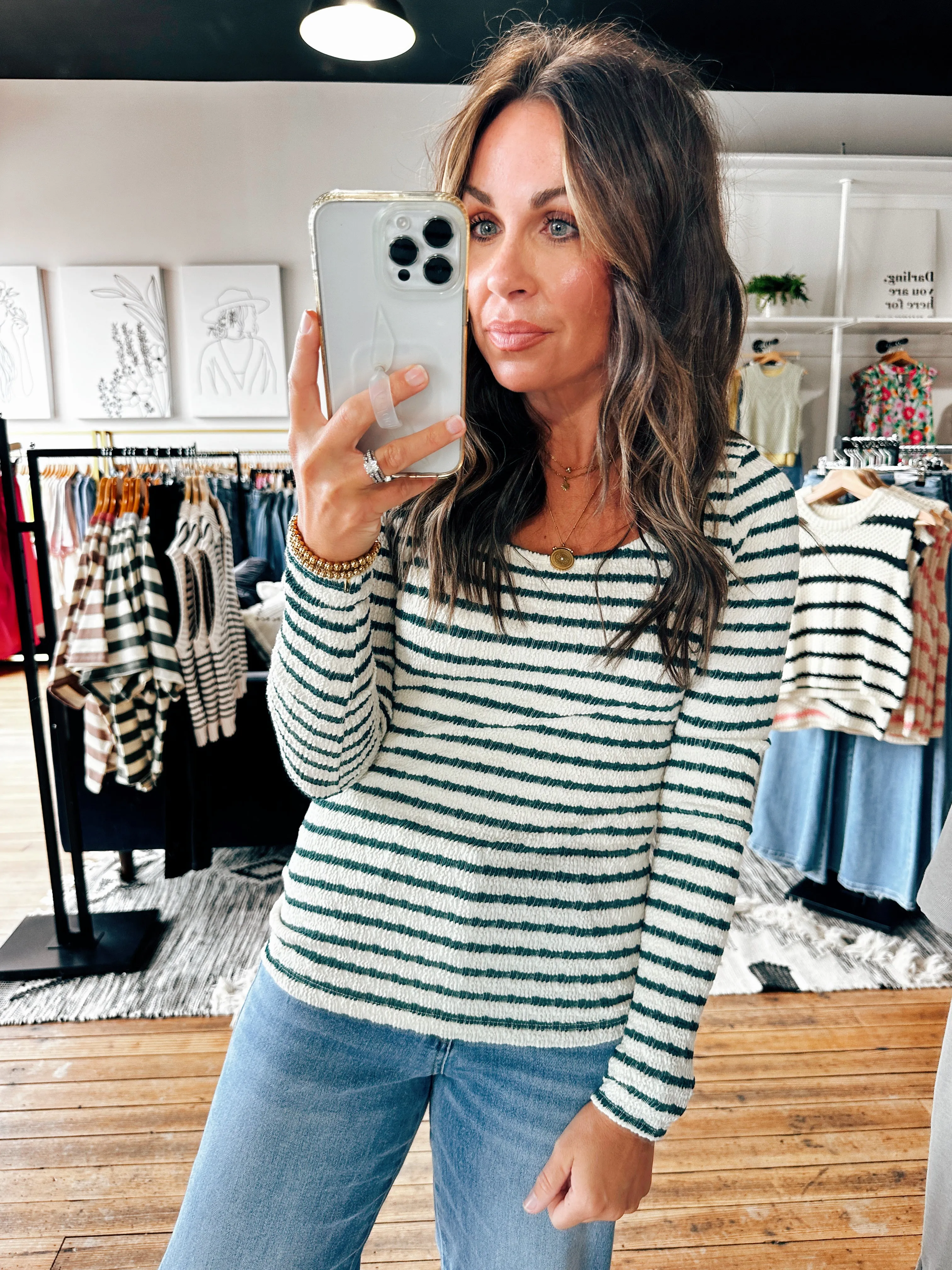 Fitted Jacquared Stripe Top-2 Colors