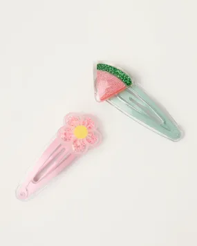 Floral Fruit Hair Clips Set