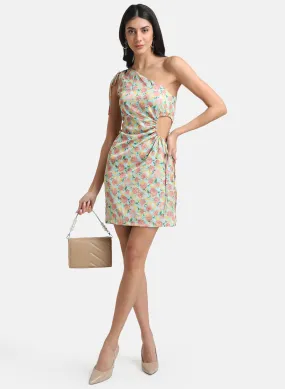 Flower Print Dress with Side Cut Outs