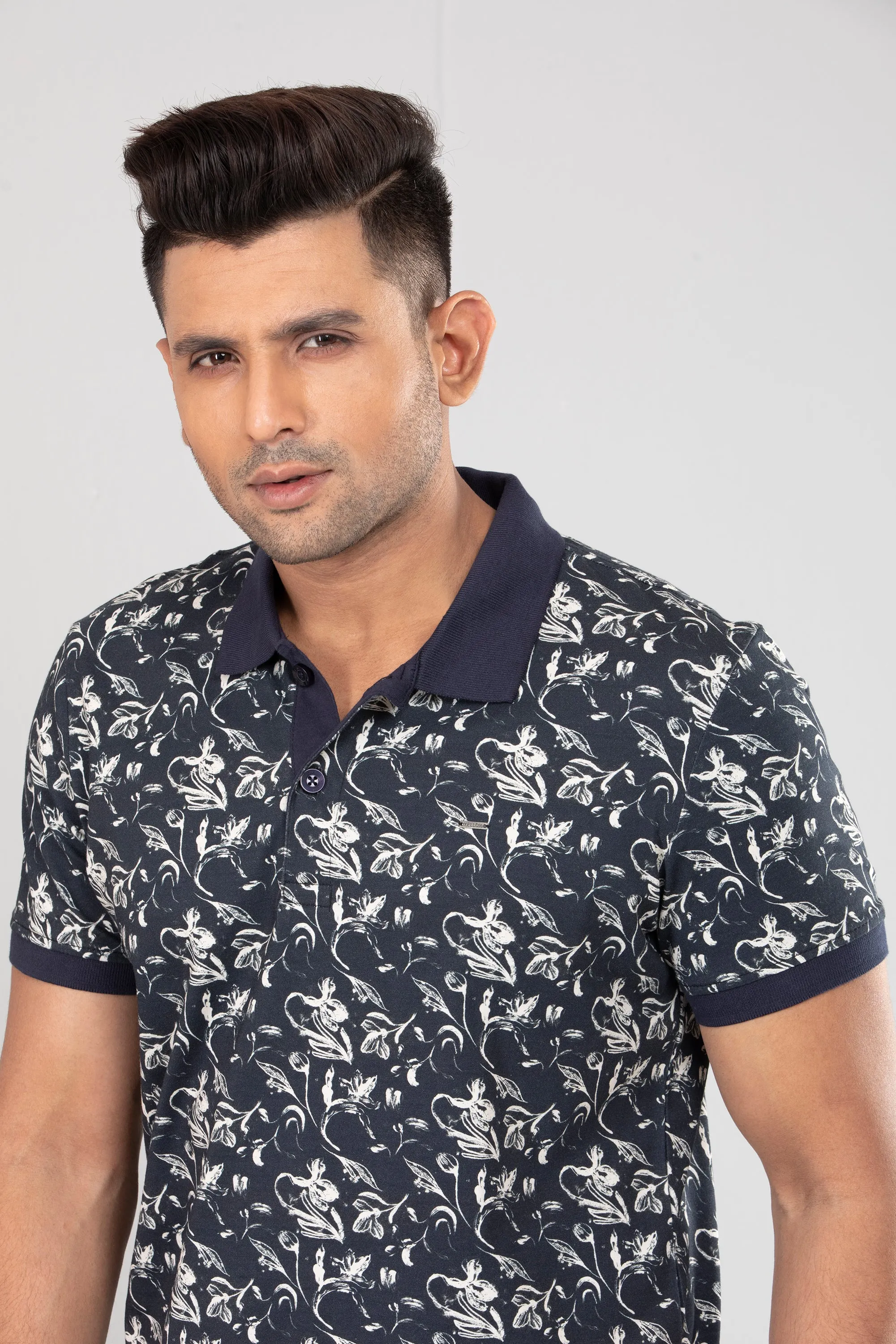 Floral Printed Polo Shirt