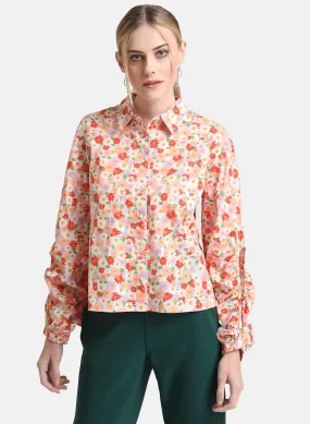 Floral Print Shirt With Voluminous Sleeves