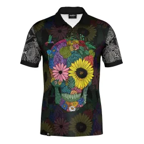 Floral Skull Polo Shirt