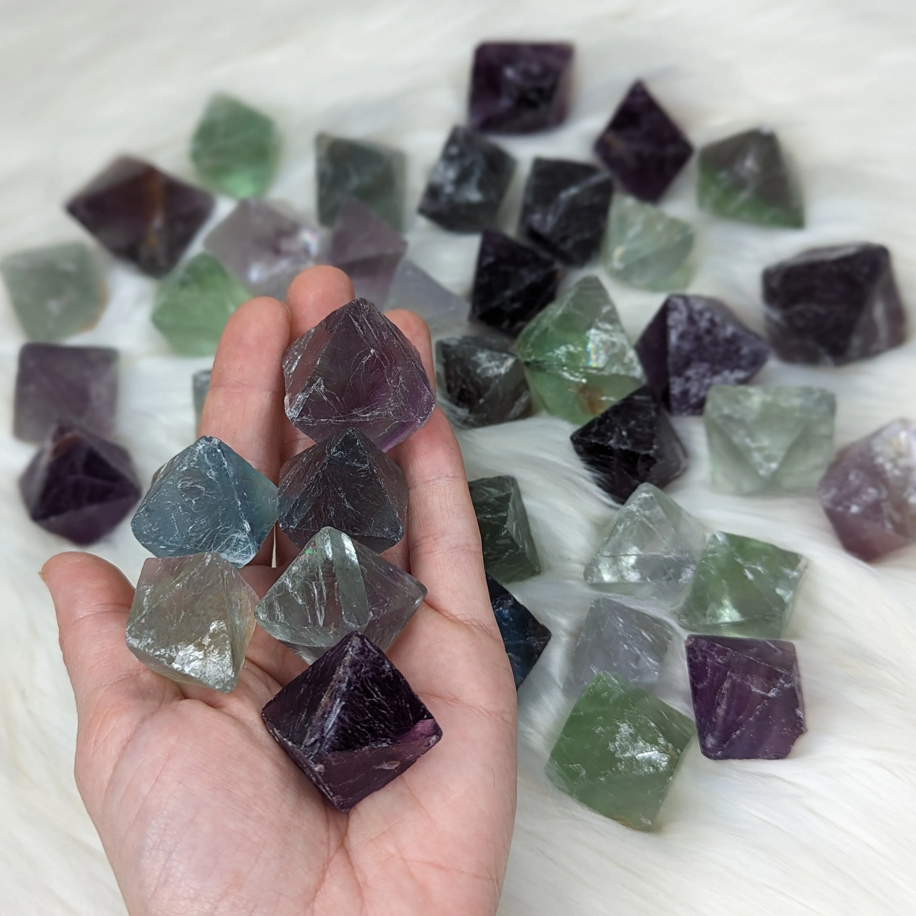 Flourite Octohedrons ~ Set of Five ~ Vibrant and Energetic