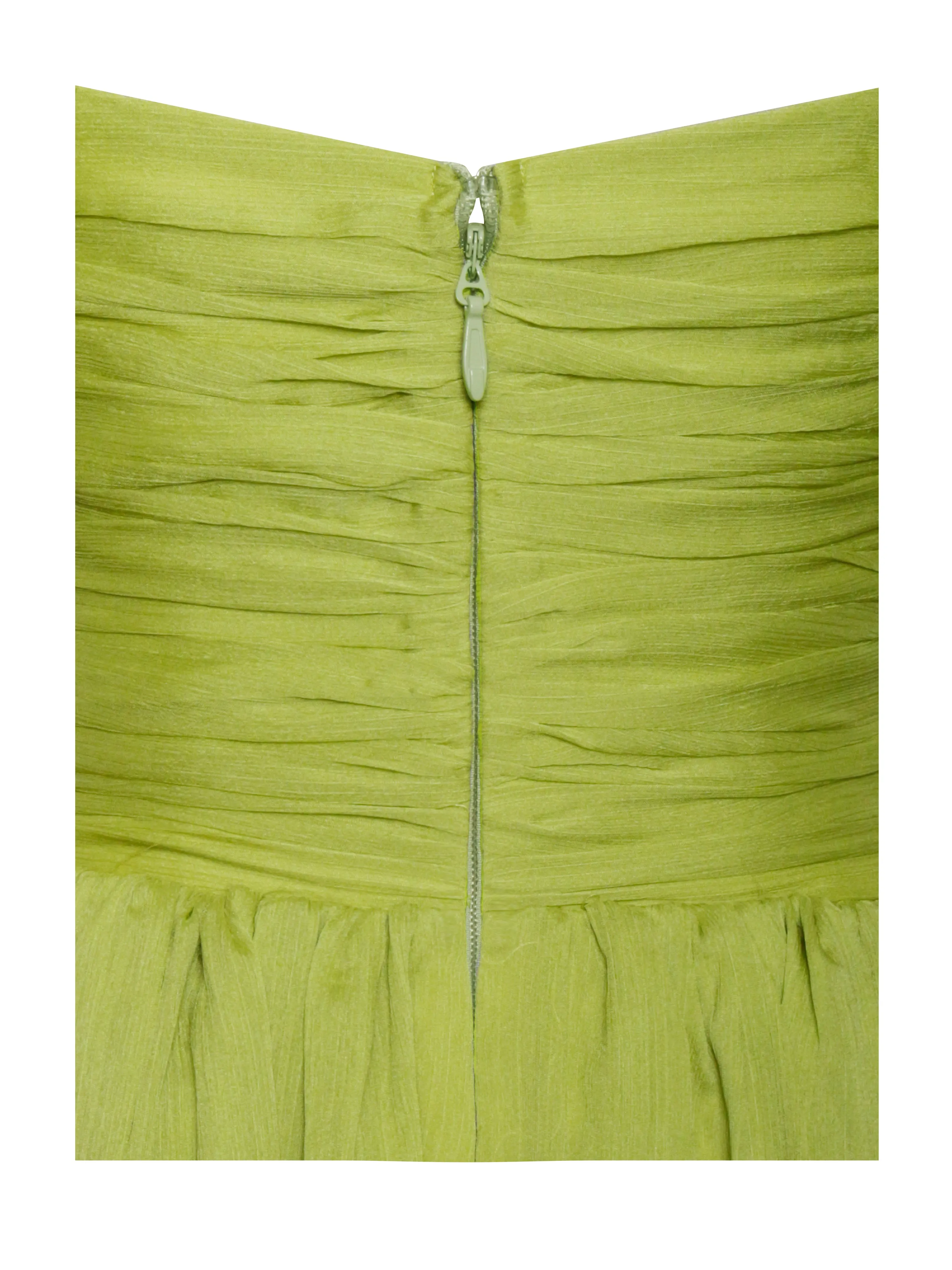 Frani Olive Green Layered Mesh Mini Dress