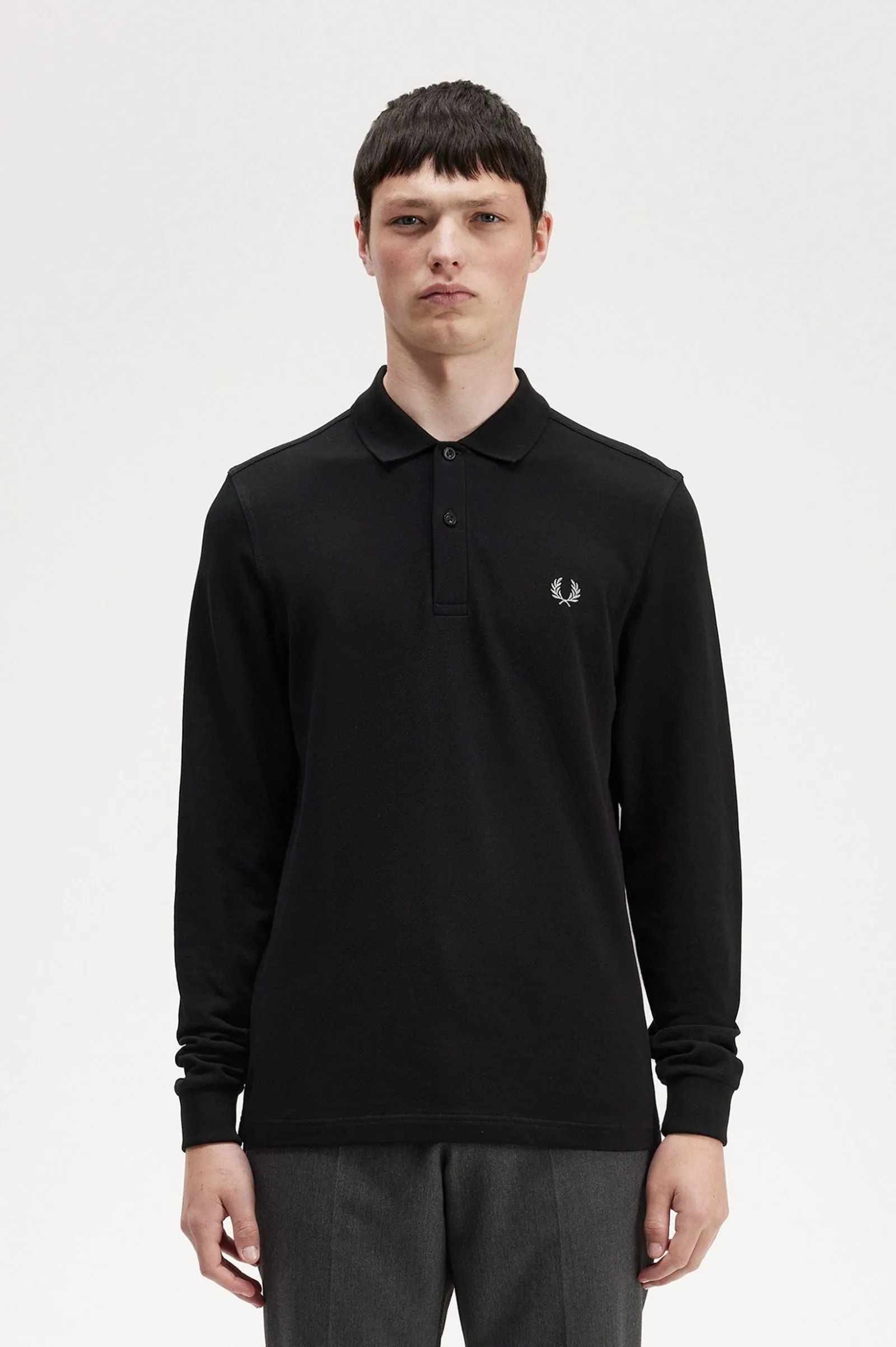 Fred Perry LS Plain Polo Blk-Chrome