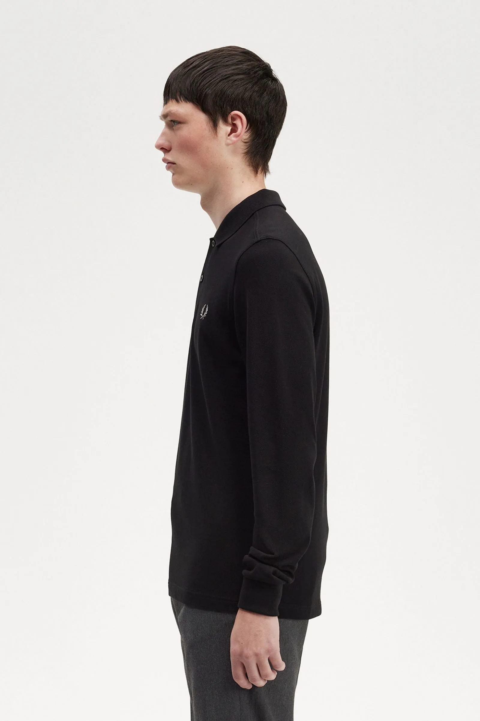 Fred Perry LS Plain Polo Blk-Chrome