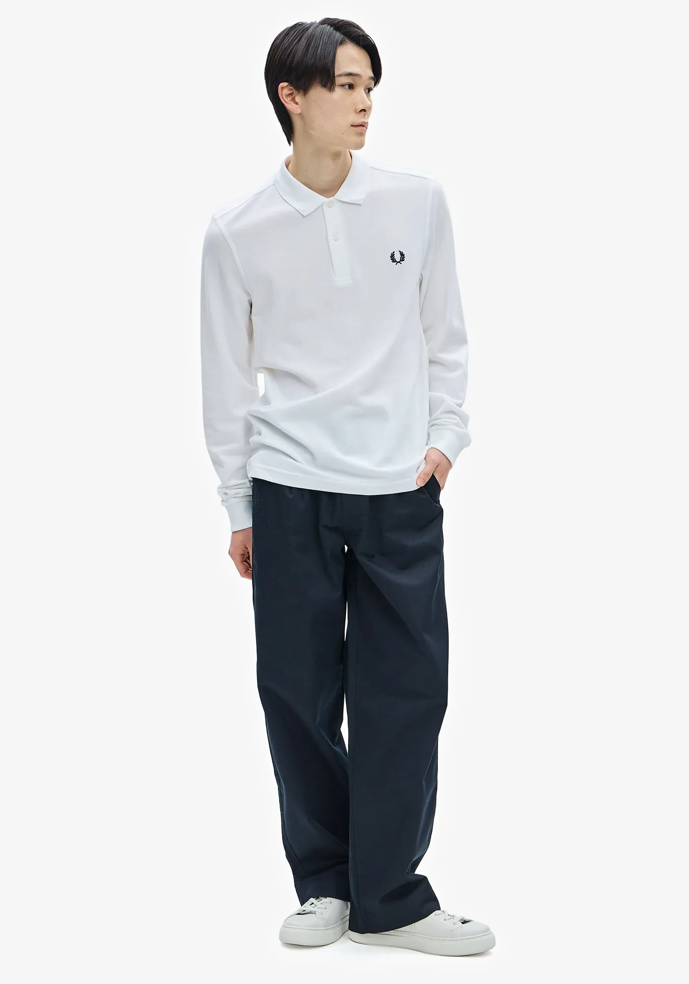 Fred Perry LS Plain Polo White