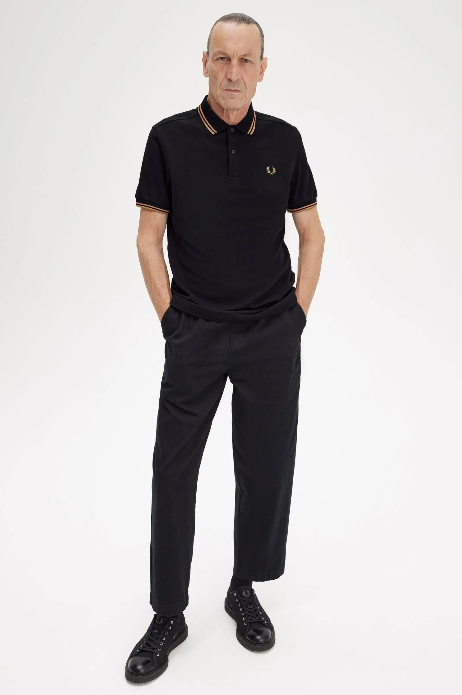 Fred Perry Twin Tipped Polo Shirt Blk/Nutflk/DkCar