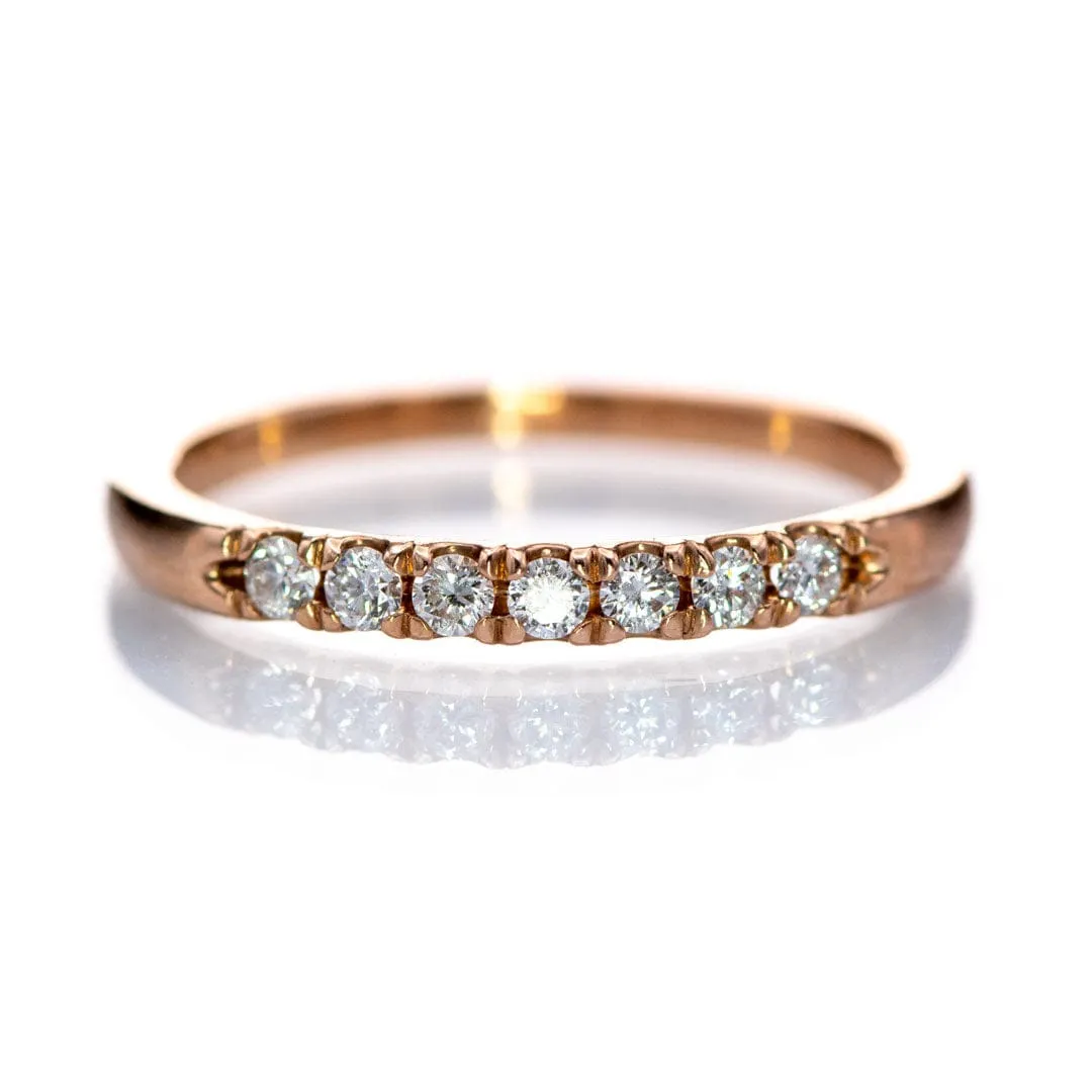 Freya Anniversary Band - French Set Lab Diamond Pave 14k Rose Gold Ring Stacking Wedding Band, Ready to Ship