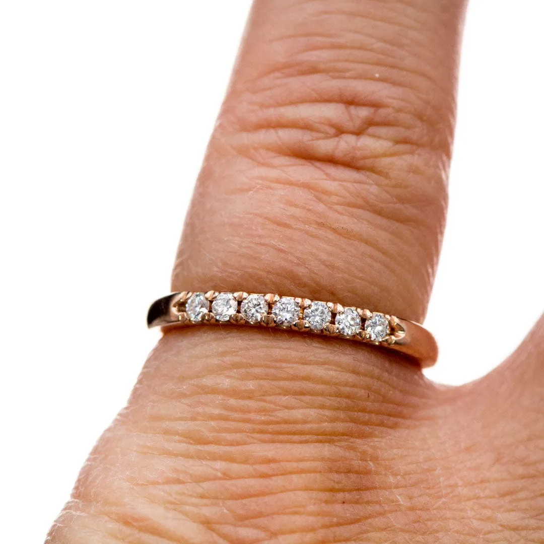 Freya Anniversary Band - French Set Lab Diamond Pave 14k Rose Gold Ring Stacking Wedding Band, Ready to Ship