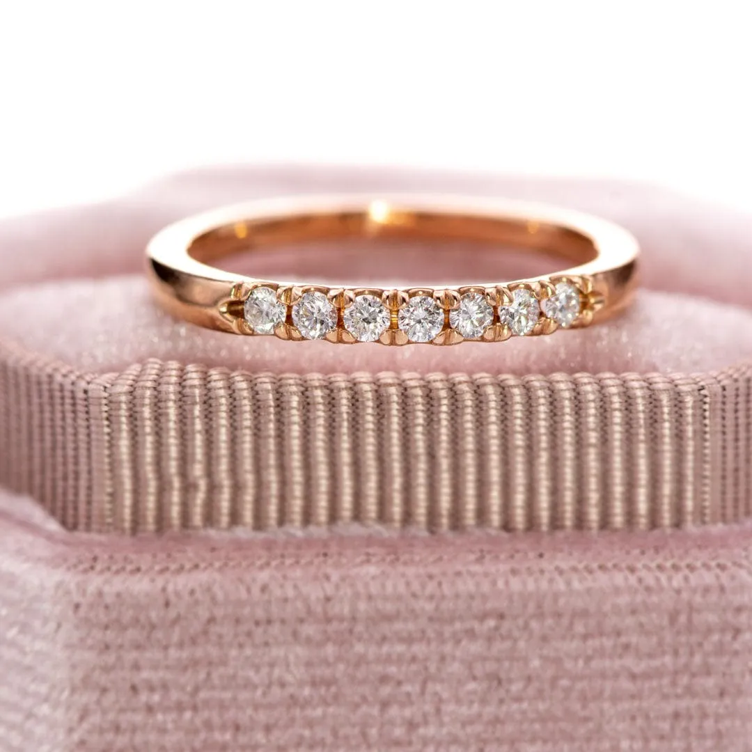 Freya Anniversary Band - French Set Lab Diamond Pave 14k Rose Gold Ring Stacking Wedding Band, Ready to Ship