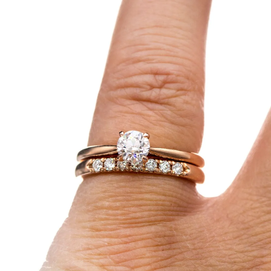 Freya Anniversary Band - French Set Lab Diamond Pave 14k Rose Gold Ring Stacking Wedding Band, Ready to Ship