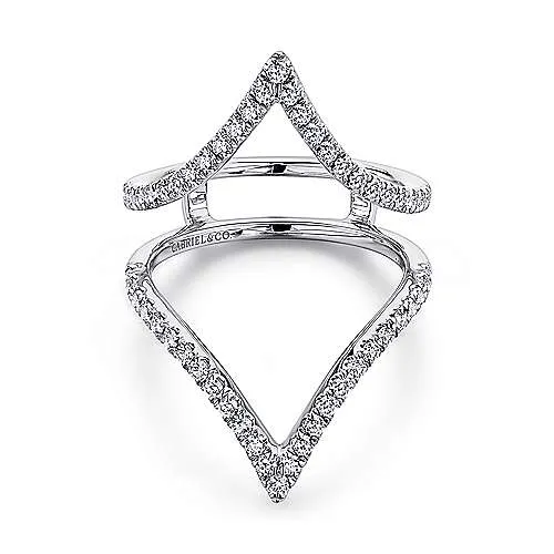 Gabriel & Co - Triangular 14K White Gold French Pavé Set Diamond Ring Enhancer