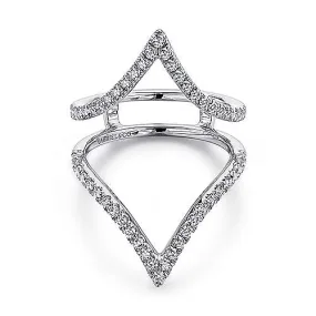 Gabriel & Co - Triangular 14K White Gold French Pavé Set Diamond Ring Enhancer