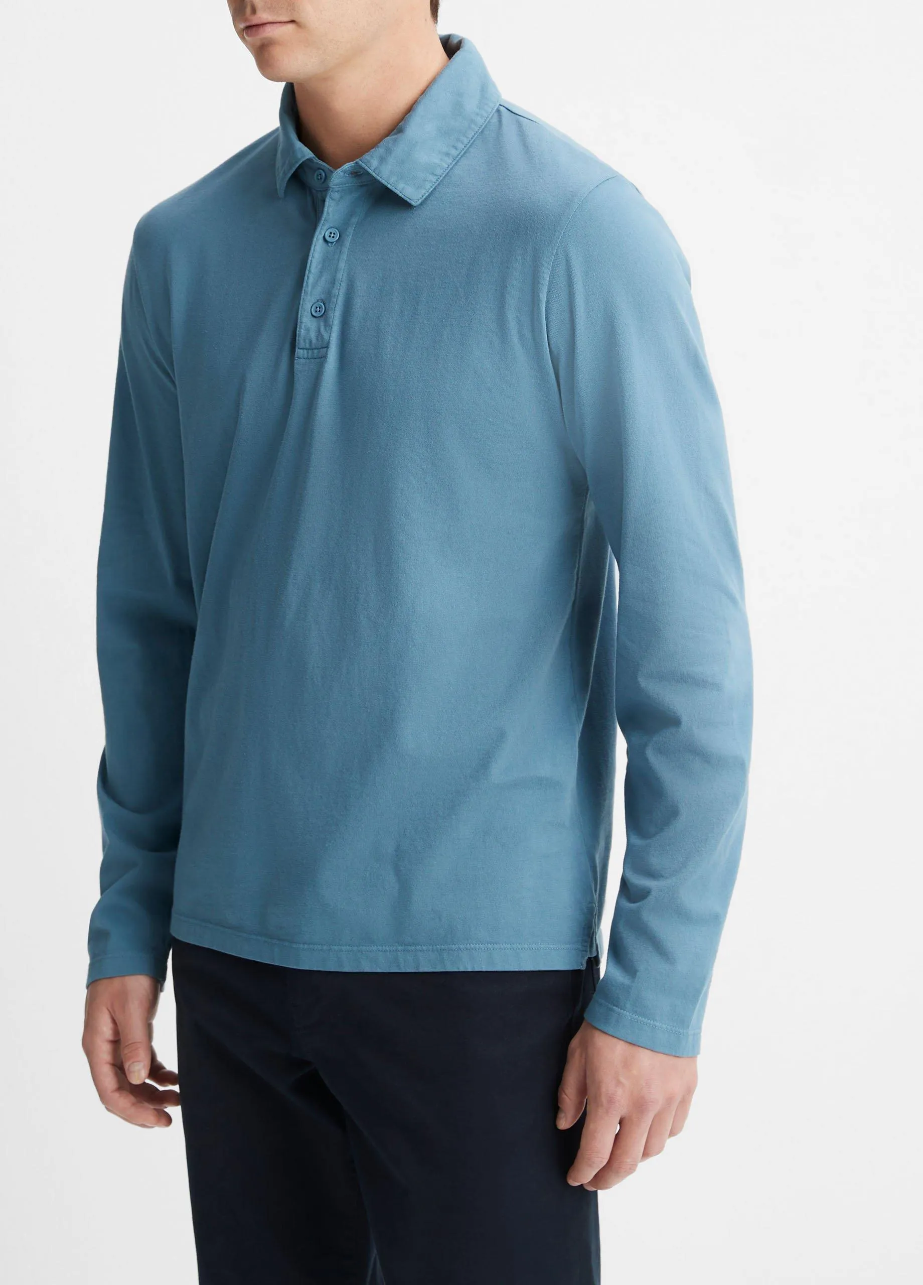 Garment Dye Long-Sleeve Polo Shirt