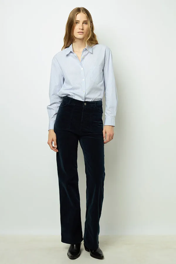 Gerard Darel NAZIA BLUE FLARED CORDUROY TROUSERS