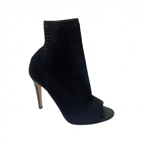 GIANVITO ROSSI black open toe stretch-knit heels