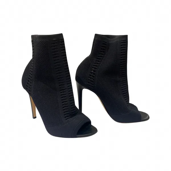 GIANVITO ROSSI black open toe stretch-knit heels