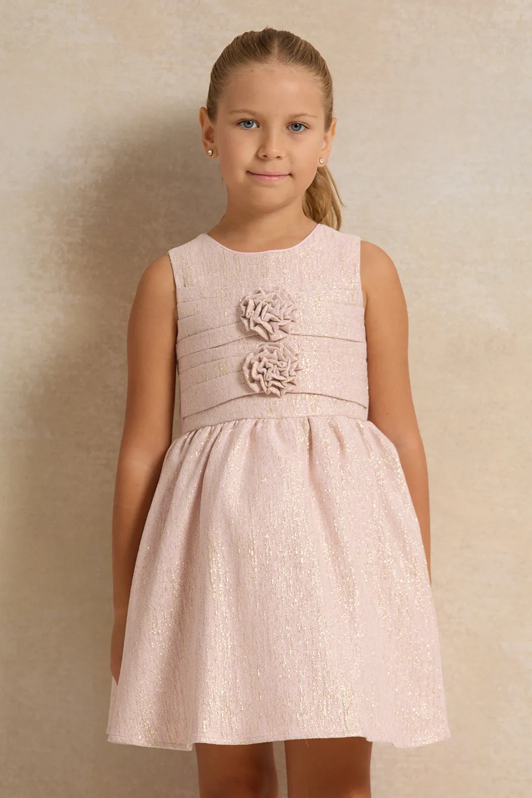 Girls Lilac Corsage Front Jacquard Dress