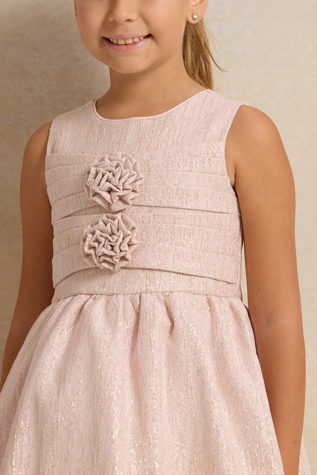 Girls Lilac Corsage Front Jacquard Dress