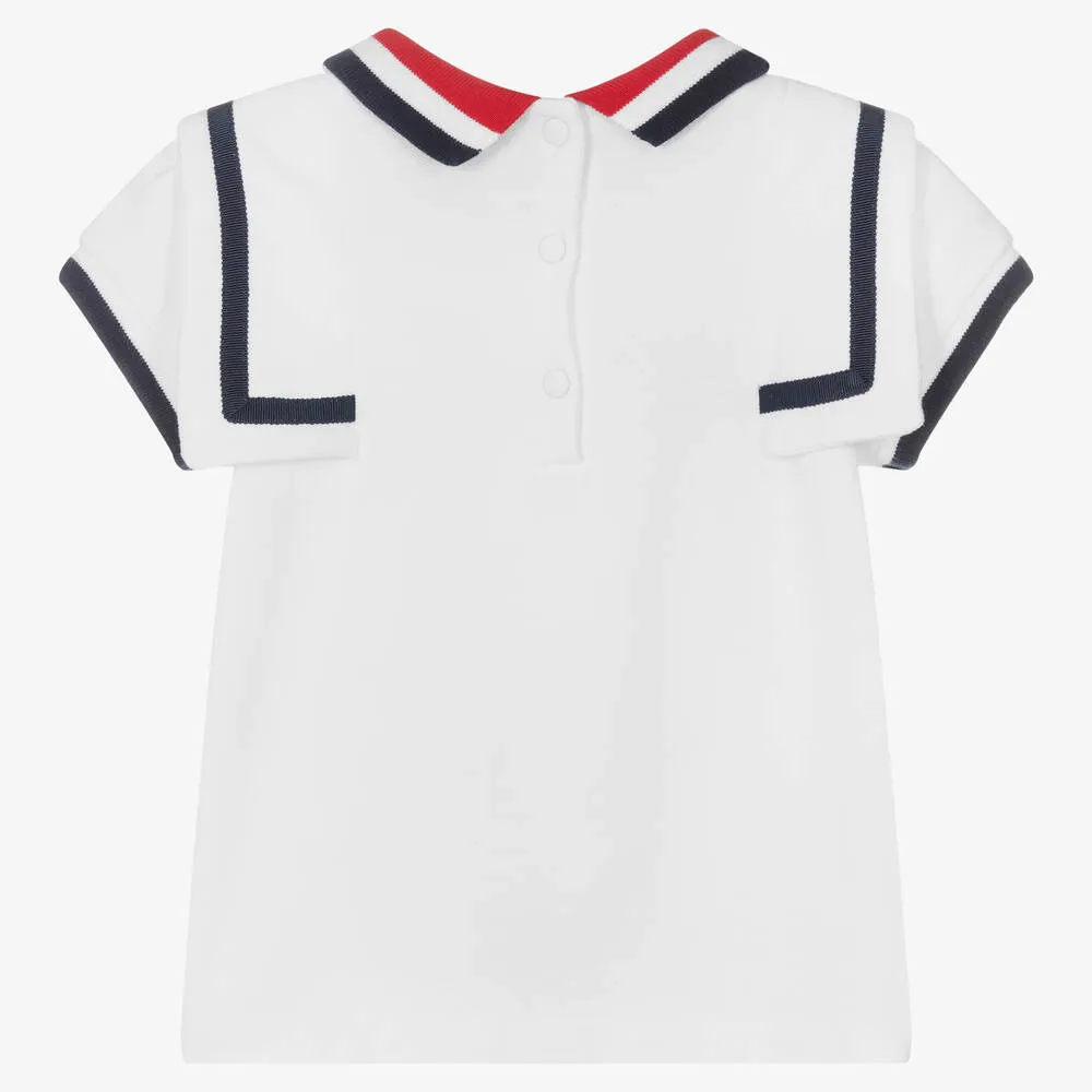 Girls White Cotton Polo 