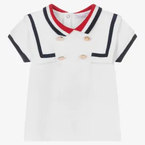 Girls White Cotton Polo 