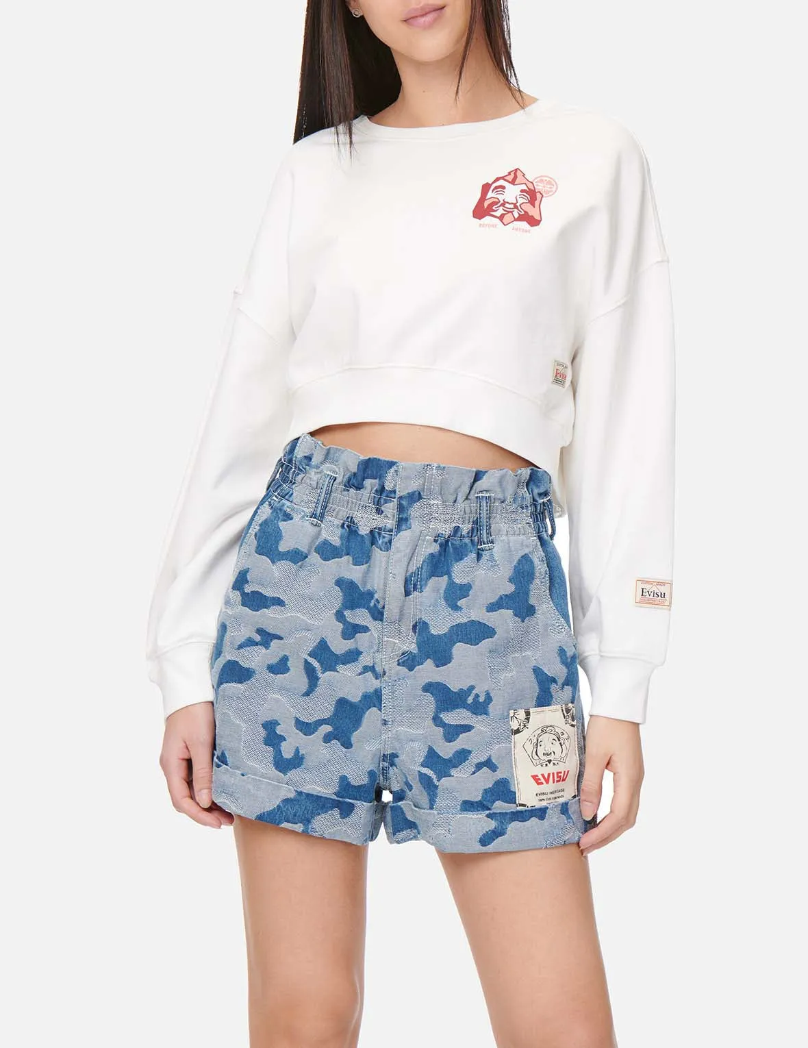 Godhead and Logo Print Cropped Sweatshirt