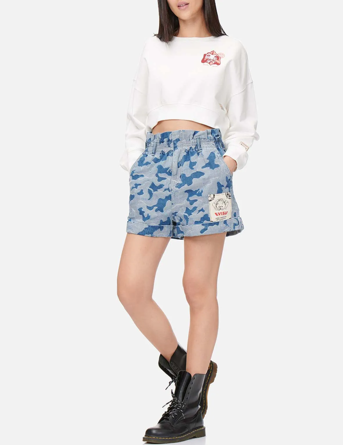 Godhead and Logo Print Cropped Sweatshirt