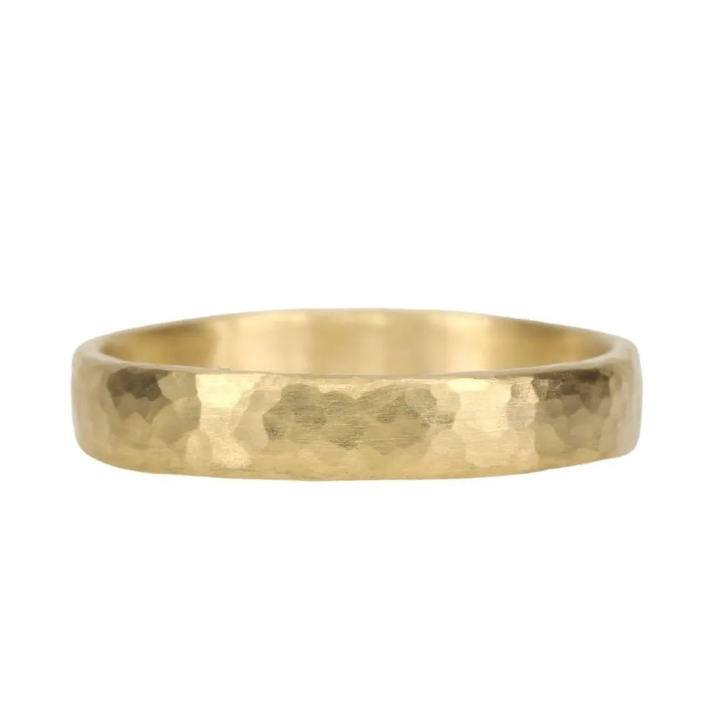 Gold Hammered 4mm Men's Band