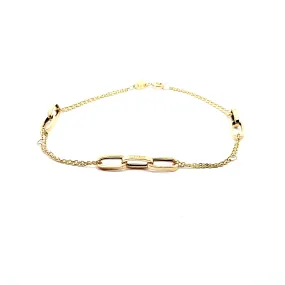 Gold ladies Paperlink'n'Cable bracelet 36635