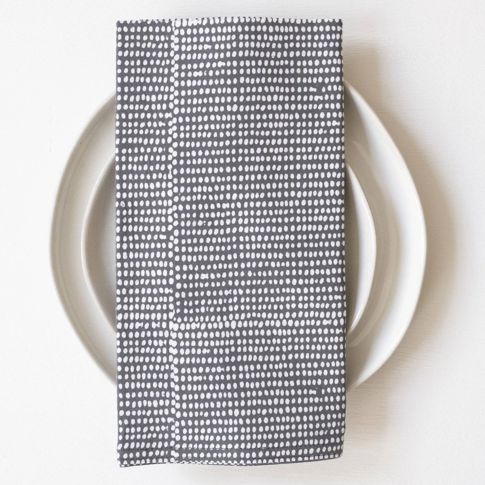 Graymarket Design - Tiny Dot Storm Block Printed Napkins - set of 4