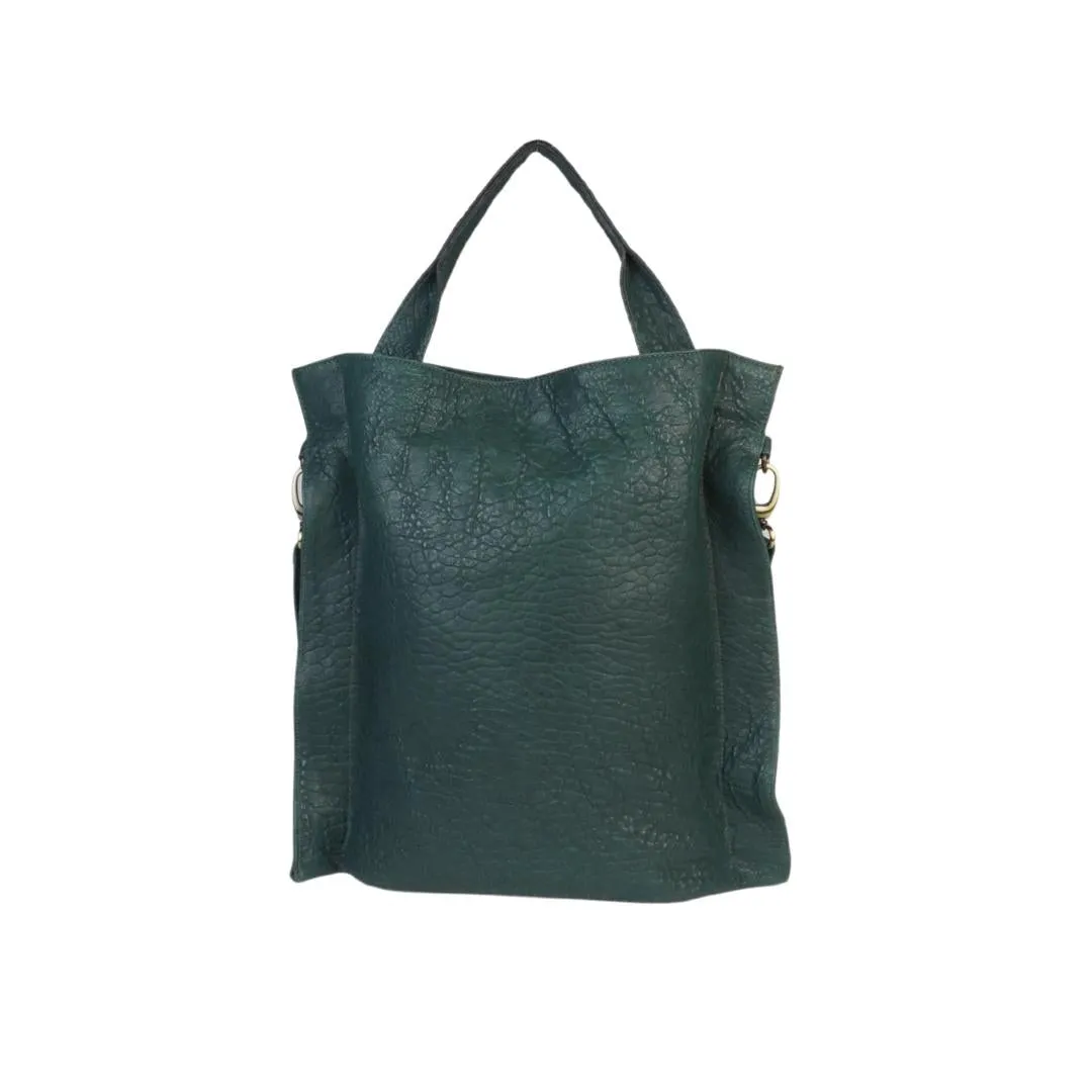 Green Leather flat bag