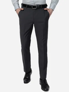 Solid Grey Slim Fit Formal Trousers by Greenfibre.