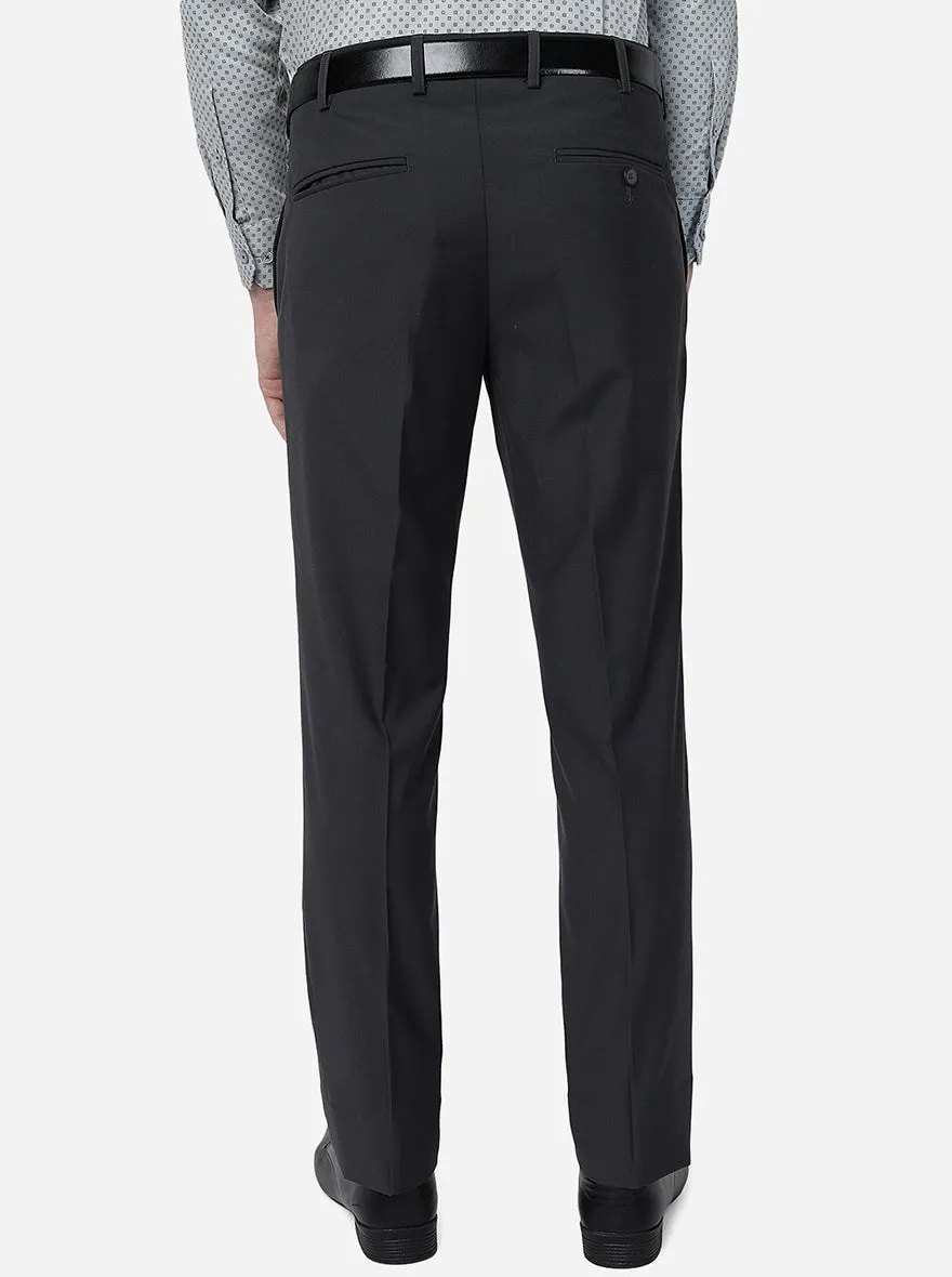 Solid Grey Slim Fit Formal Trousers by Greenfibre.