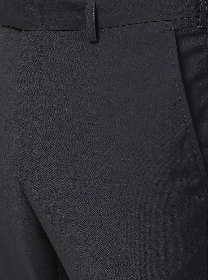 Solid Grey Slim Fit Formal Trousers by Greenfibre.