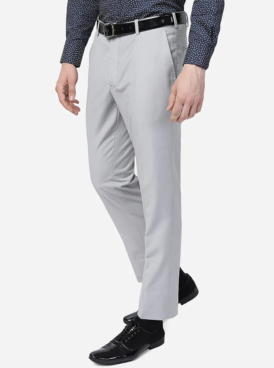 Gray Tailored Slim Dress Pants with Metal Detail