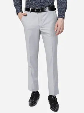 Gray Tailored Slim Dress Pants with Metal Detail