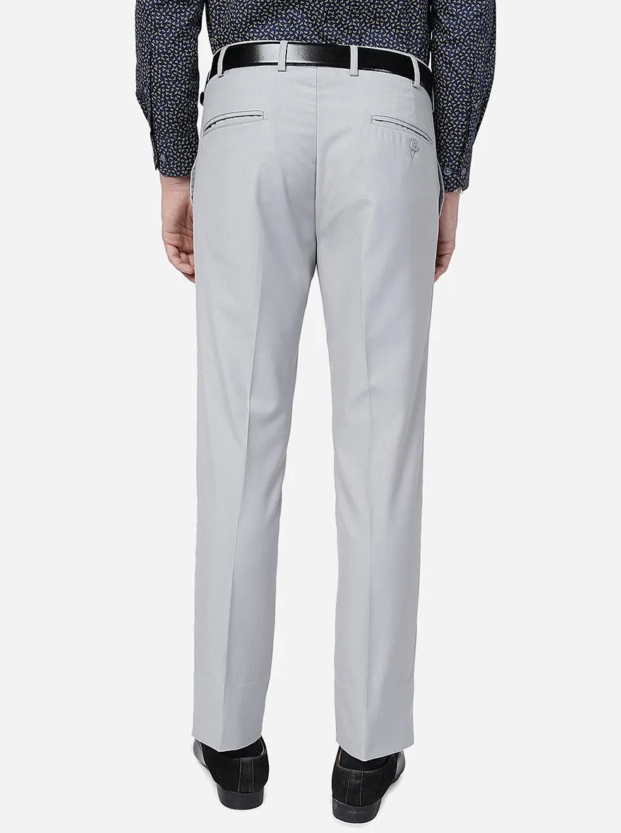 Gray Tailored Slim Dress Pants with Metal Detail