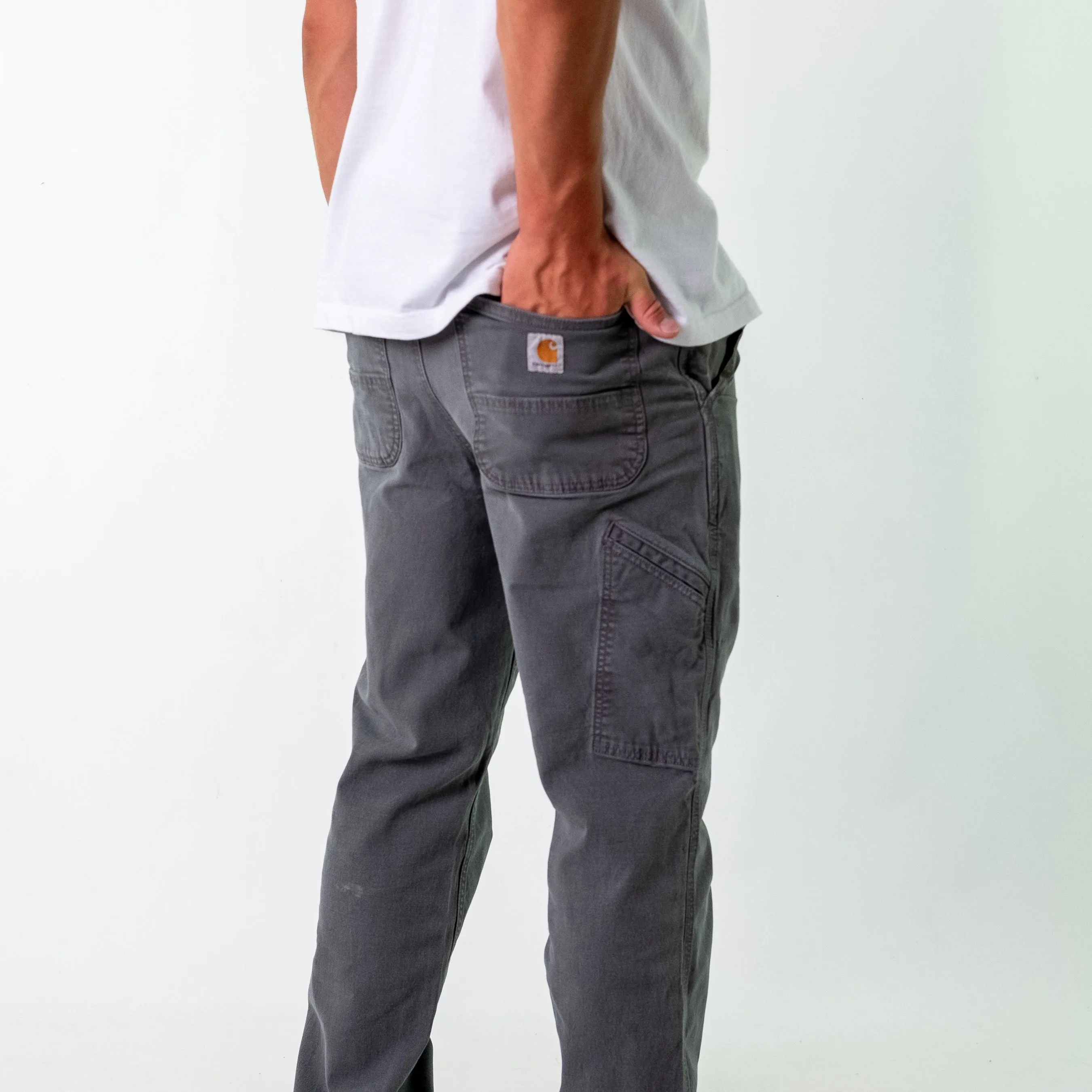 Grey y2ks Carhartt Canvas Carpenter Jeans Baggy Pants (34x32)