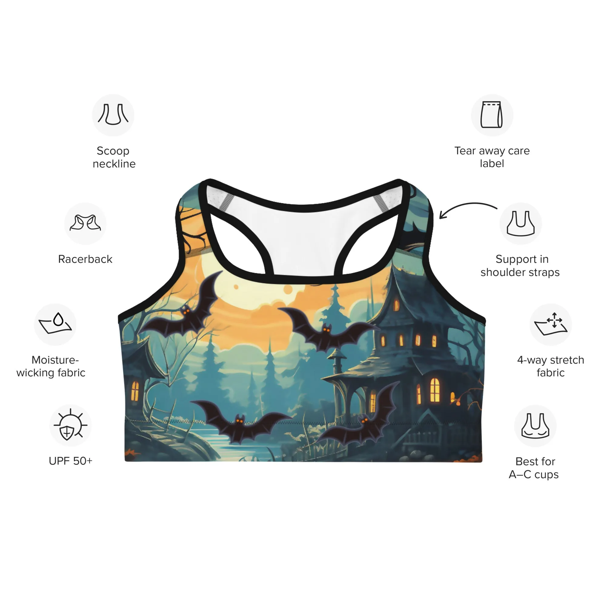 Halloween Bats Sports Bra