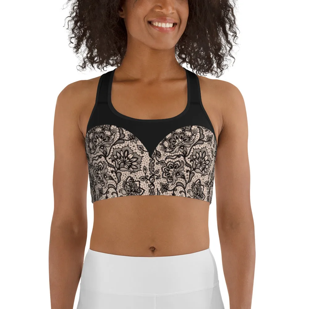 Heart Shaped Lace Sports Bra